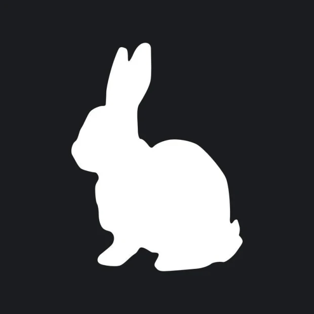 White rabbit-shaped dry-erase board 189 - Graphic design on a dark background.