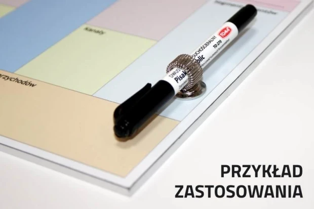Metal adhesive holder for marker/pen - Graphic design. Circular shape with a flexible spring.