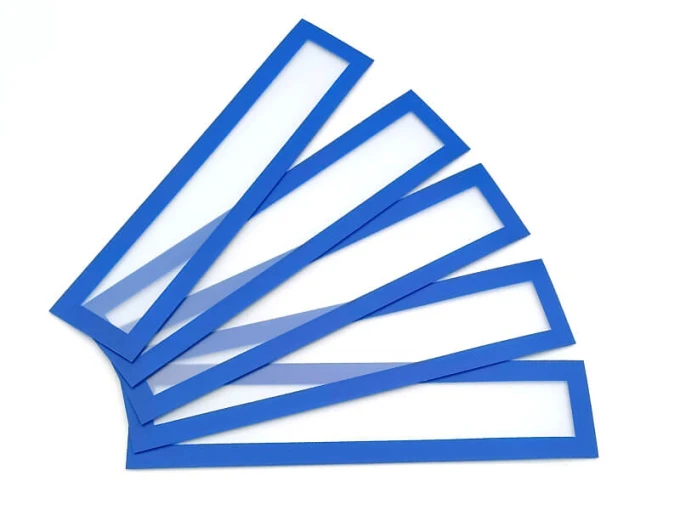 Magnetic frame 319x52 mm in various colors - 5 pcs - Graphic design. Five blue rectangular frames.