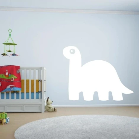 Dinosaur dry-erase board 201 - Decorated children\'s room with light walls, a crib, and toys.