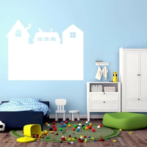 Dry-erase board home 209 - Decorated in a children\'s room with light-colored walls and white furniture.