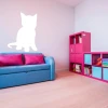 Dry-erase board cat 193 - Decor in a child\'s room. Light-colored walls, pink and blue furniture.