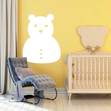 Whiteboard bear 192 - Decor for a child\'s room. Yellow walls and light-colored furniture.