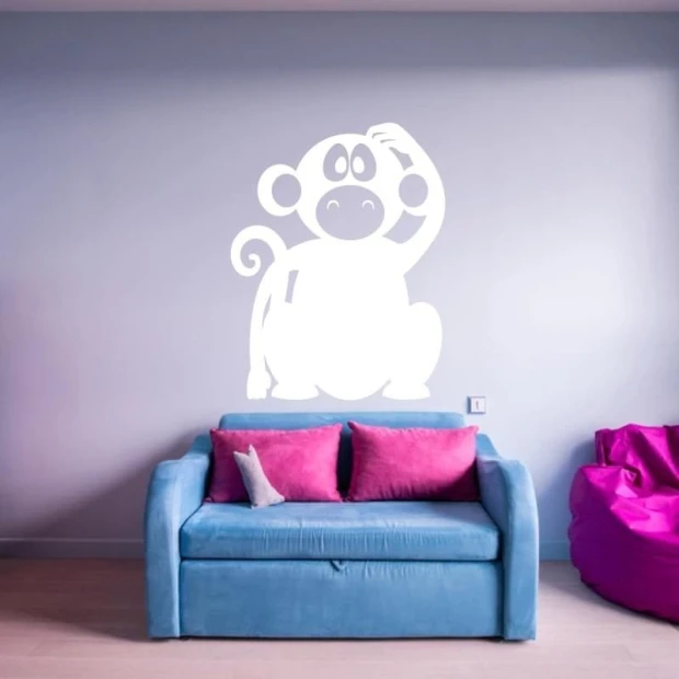 Dry-erase board monkey 195 - Styled in a bright living room with light walls and a blue sofa.