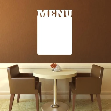 Dry-erase menu board 202 - Dining room setup with brown walls, round table, and two chairs.
