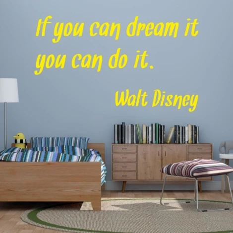 Sticker "If you can dream it" 1960 - Bedroom decor with light-colored walls and wooden furniture.