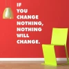 Sticker "If you change nothing 1952" - Room decor with red walls, green chair, and lamp.