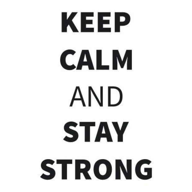 Keep calm and stay strong 1945 sticker - Large black letters on a white background.