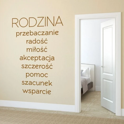 Family sticker 1944 - Room arrangement. Light-colored wall with visible white door.