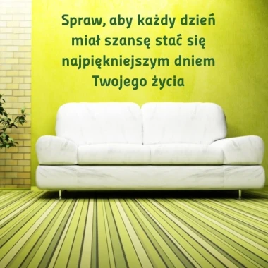 Sticker makes every day 1971 - Living room arrangement. Green walls and floor with horizontal stripes.