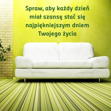 Sticker makes every day 1971 - Living room arrangement. Green walls and floor with horizontal stripes.