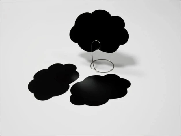 Chalk price tag cloud shape - Graphic design. Cloud shape, black background, smooth surface.