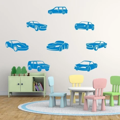 Car sticker set 1885 - Decor in a child\'s room. Light-colored walls and pastel furniture.