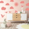 Cloud and sun stickers set 1886 - Ideal for a child\'s room with light-colored walls and wooden furniture.