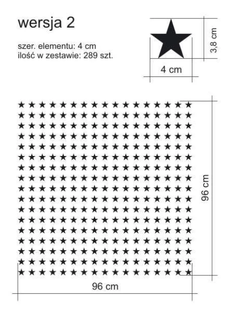Star stickers, 5-pointed, set of 1989 - Black star graphics on a white background in a regular pattern.
