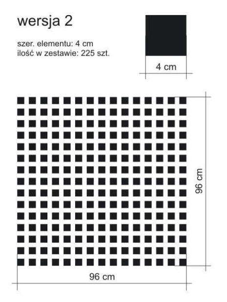 Square stickers set 1995 - Graphic design. Black 4 cm squares arranged in a regular pattern on a white background.