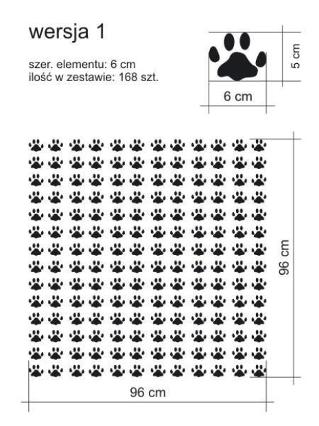 Cat paw print stickers set 1979 - Black graphic design featuring cat paw tracks in a regular pattern.
