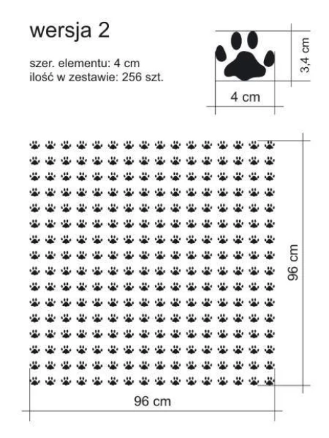 Cat paw print stickers set 1979 - Black paw prints on a white background in a regular pattern.