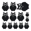 Owl stickers set 1975 - Graphic design. Owls in various sizes with large eyes and smiles.