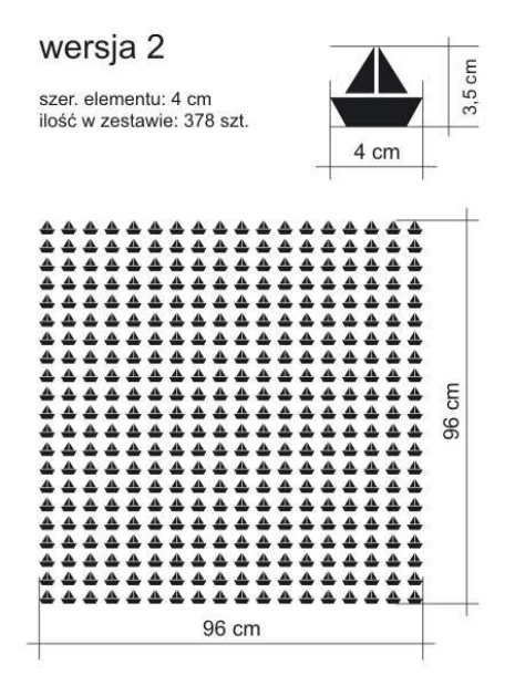 Set of 1977 boat stickers - Small black boats on a white background in a regular pattern.