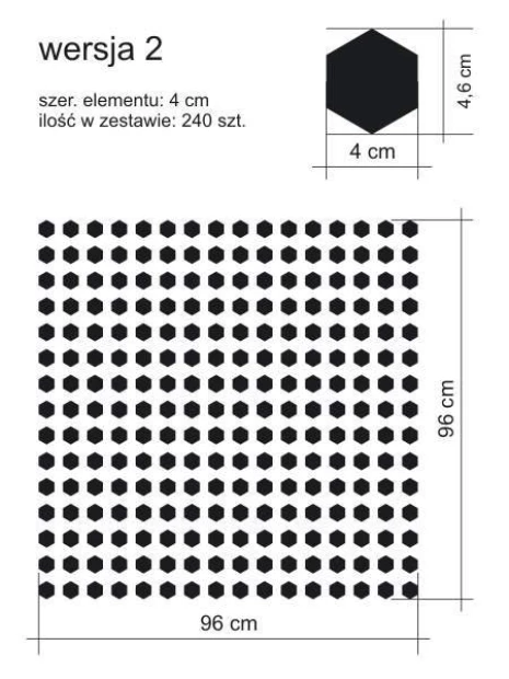 Hexagon stickers set 1985 - Graphic design. Black hexagons arranged in a regular pattern on a white background.