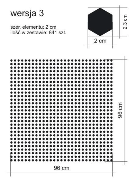 Hexagon stickers set 1985 - Graphic design. Black hexagons on a white background arranged in a uniform grid.