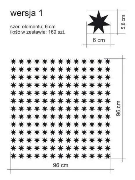 7-point star stickers set 1987 - Features multiple small black stars with a graphic design.