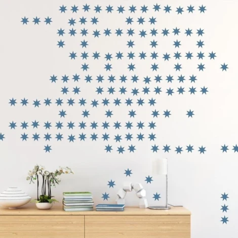 Star stickers 7-point set 1987 - Room decor. Light-colored walls, wooden furniture accents.