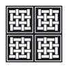 Decorative sticker abstract 2019 - Graphic design. Four squares with white interwoven lines on a black background.