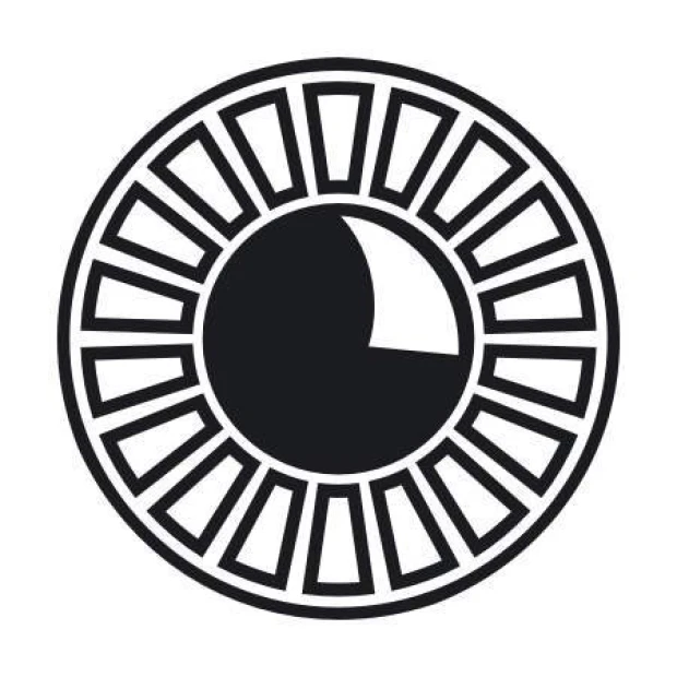 Abstract decorative sticker 2020 - Graphic design. Round shape with rays and a central element.