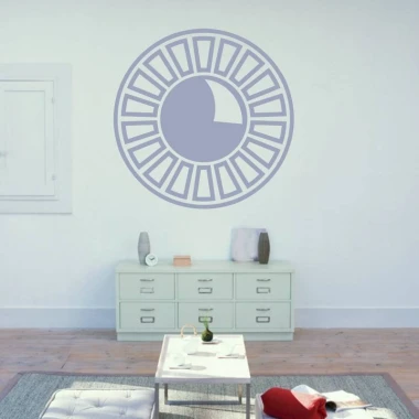 Abstract decorative sticker 2020 - Living room setup with light-colored walls and minimalist furniture.