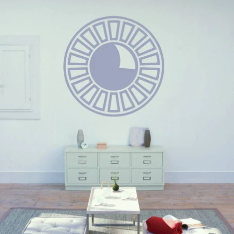 Abstract decorative sticker 2020 - Living room setup with light-colored walls and minimalist furniture.