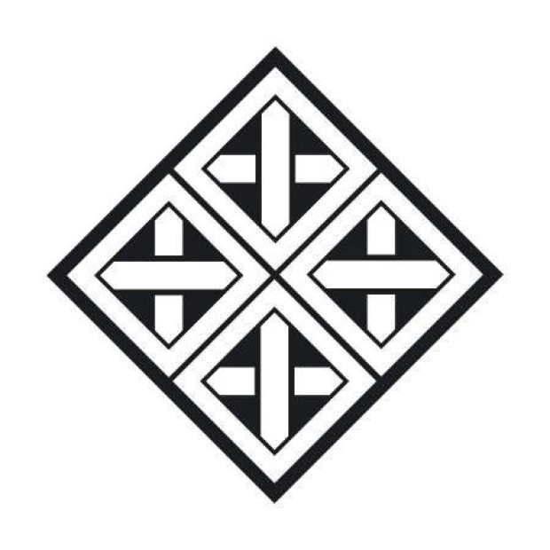 Decorative sticker abstraction 2023 - Graphic design with four symmetrical cross shapes in a square.