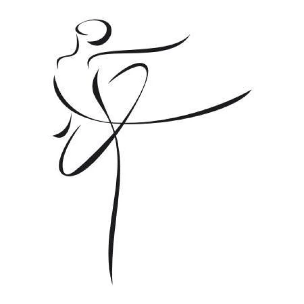 Ballet decorative sticker 2028 - Graphic design featuring a dancer in motion with long lines and fluid shapes.