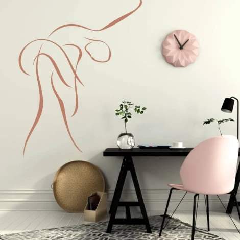 Ballet dancer wall sticker 2027 - Office decor with light walls, minimalist furniture, and greenery.