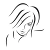 Decorative sticker of a woman\'s face 2033 - Graphic design with long hair and delicate features.