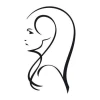 Decorative sticker female profile 2031 - Graphic design featuring a silhouette of a woman in profile with long hair.