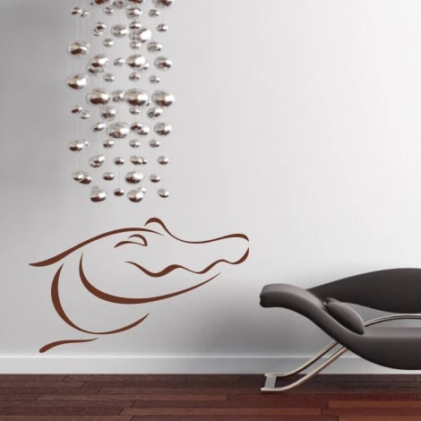 Crocodile decorative sticker 2010 - Living room setup with light walls, wooden floor, and modern furniture.