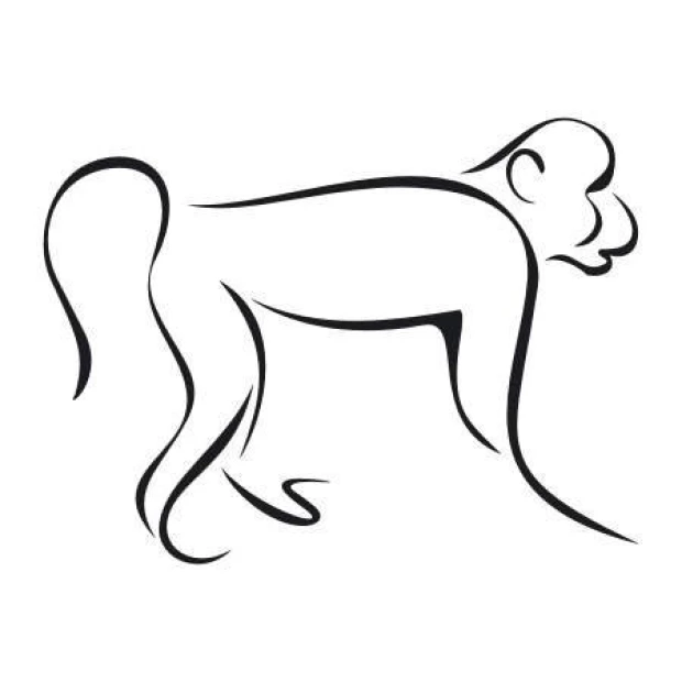 Decorative monkey sticker 2003 - Simple black silhouette of a monkey on a white background.