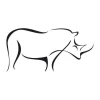 Decorative rhino sticker 2002 - Graphic design with a contour rhino featuring clear lines and simple shapes.