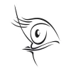 Decorative sticker eye 2030 - Graphic design with clear contours, delicate lines, and stylized eyelashes.