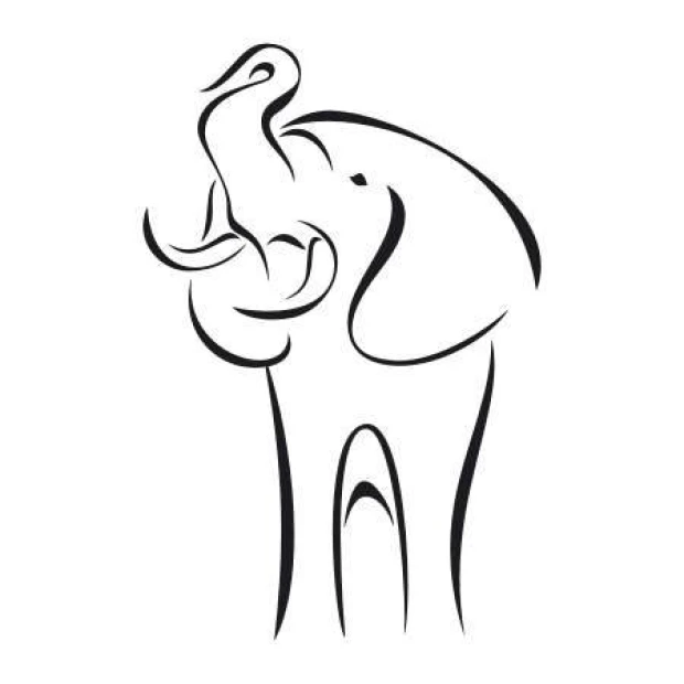 Decorative elephant sticker 2013 - Graphic design with outlined elephant featuring clear lines and rounded shapes.
