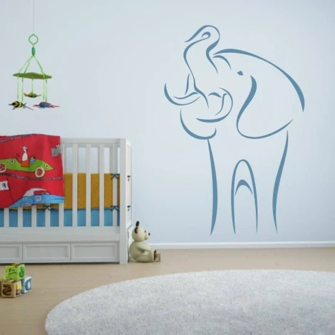 Decorative elephant sticker 2013 - Ideal for a child\'s room with light-colored walls and white furniture.