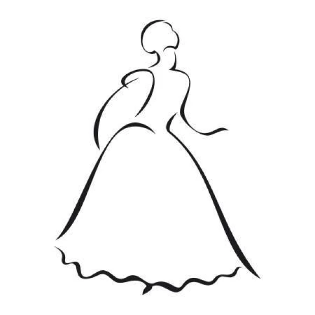 Decorative sticker silhouette 2035 - Graphic design. Woman in a long dress with an uplifted hand.