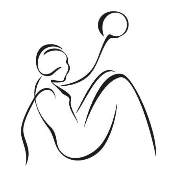 Decorative sticker silhouette 2036 - Graphic design. Sitting figure with a ball, featuring smooth curved lines.