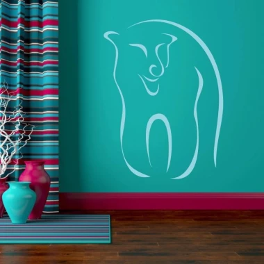 Decorative puma sticker 2008 - Room setup with turquoise walls, striped curtains, and dark floors.