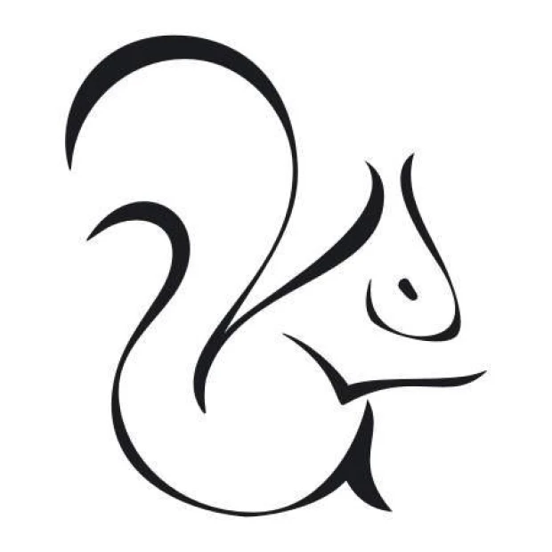 Squirrel decorative sticker 2005 - Graphic design featuring a squirrel outline on a white background.