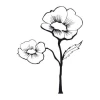 Flower sticker 2044 - Graphic design featuring two flowers with long stems, one larger and one smaller, in outline.