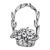 Floral composition sticker 2051 - Graphic design. A basket of flowers surrounded by leaves.