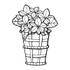 Sticker of a basket and flowers 2050 - Graphic design. Basket with flowers in a simple, outlined style.